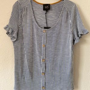 Blue strike button front tshirt